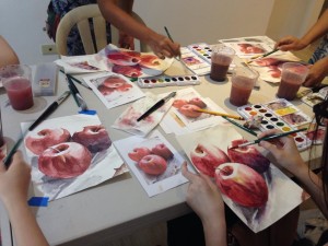 Valerie Chua class, watercolor painting, Manila
