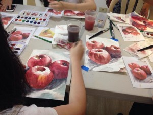 Valerie Chua class, watercolor painting, Manila